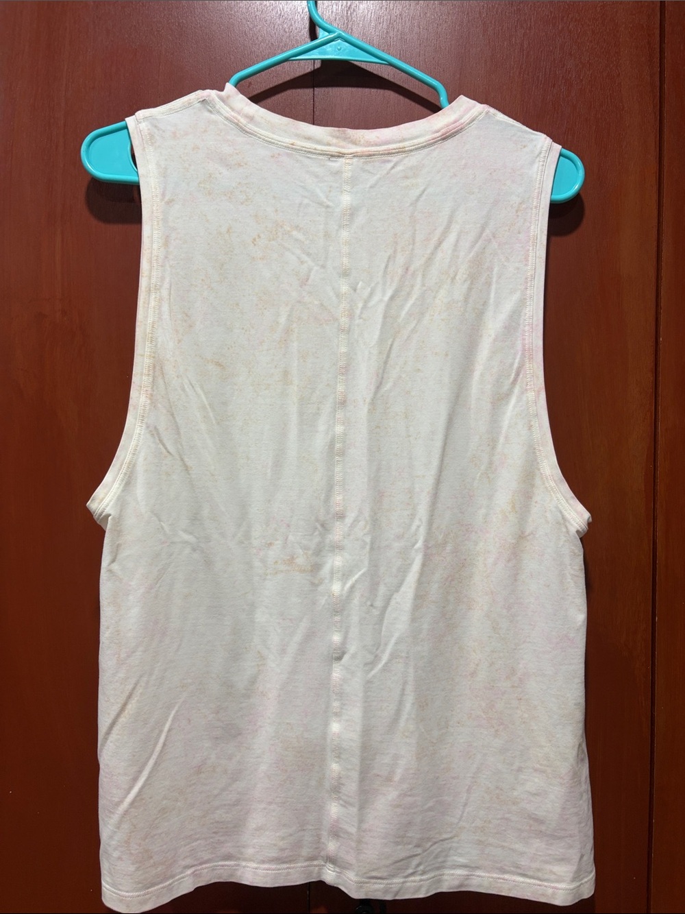 Women's Sleeveless Crewneck Muscle Tank Top - Light Pink Tie Dye - Picture 5 of 9
